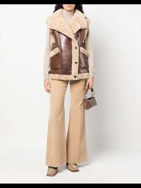 Urbancode Faux Shearling-Trim Brown Reversible Vest - Women